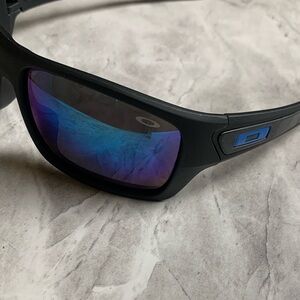 New Mens Black Sunglasses Blue Logo